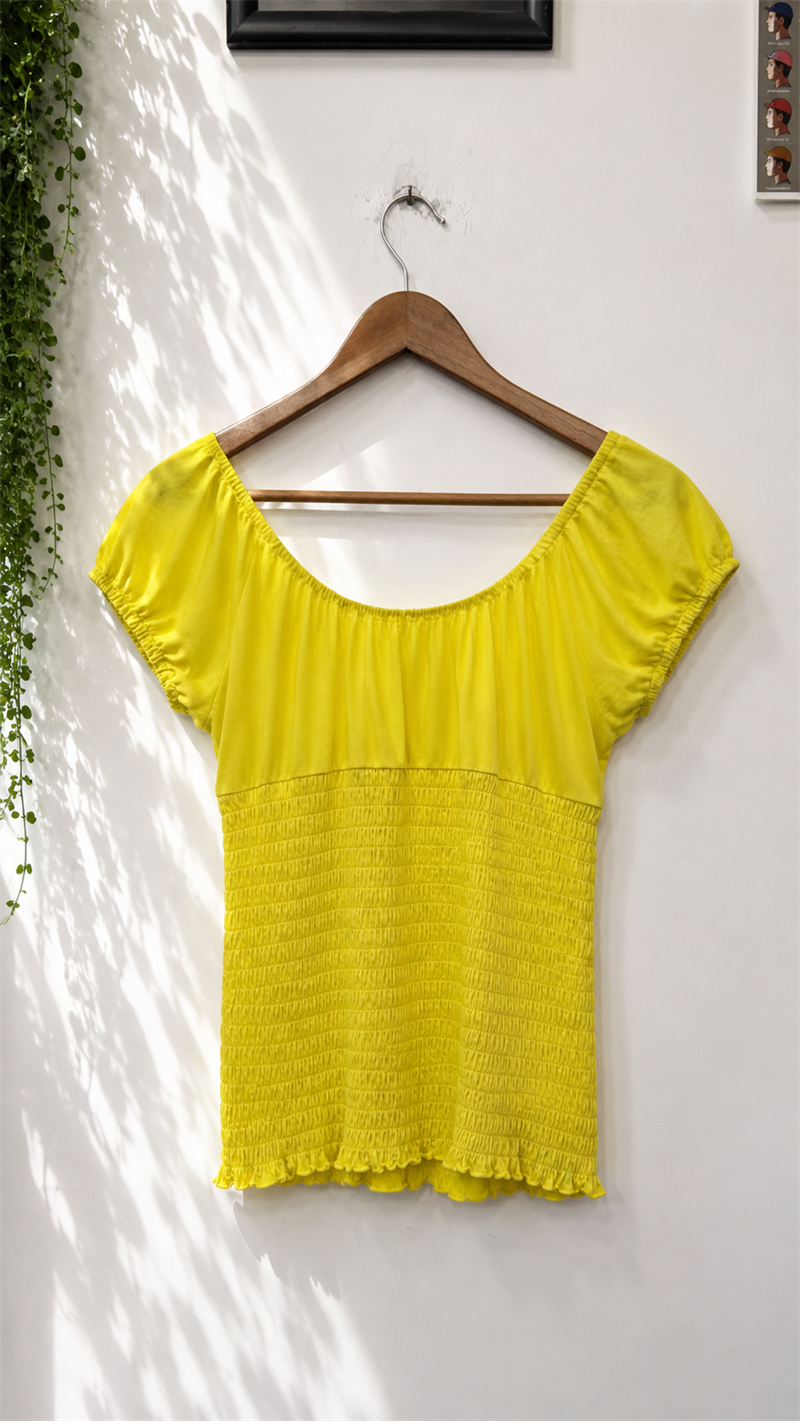 Y2K Neon Yellow Bağcıklı Bluz