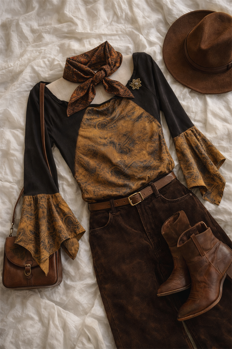 Y2K Paisley Boho Blouse