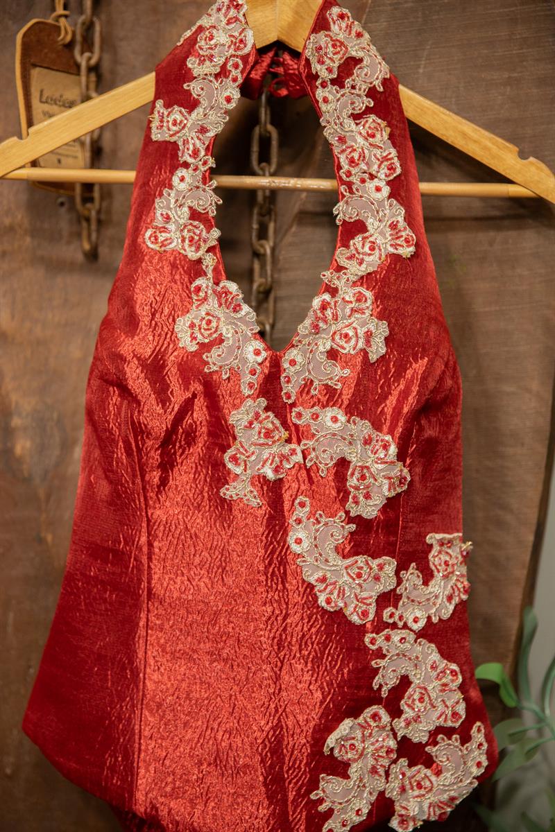 Y2K Party Burgundy Dantel Bustier