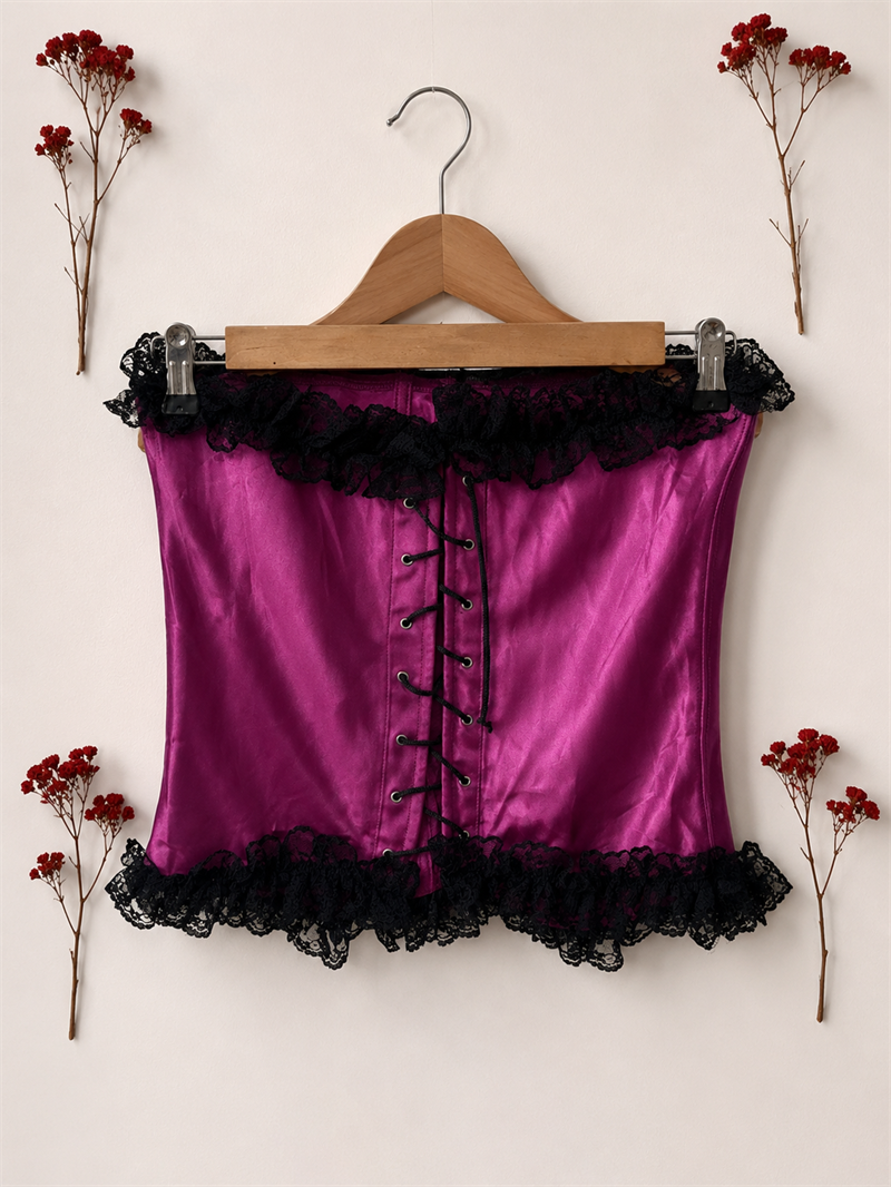 Y2K Purple Satin Korse