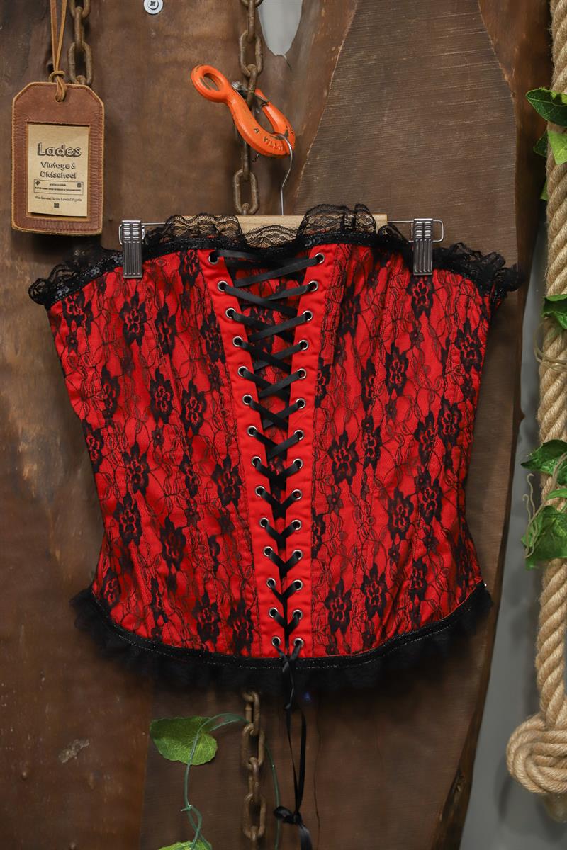 Y2K Red&Black Bağcıklı Korset