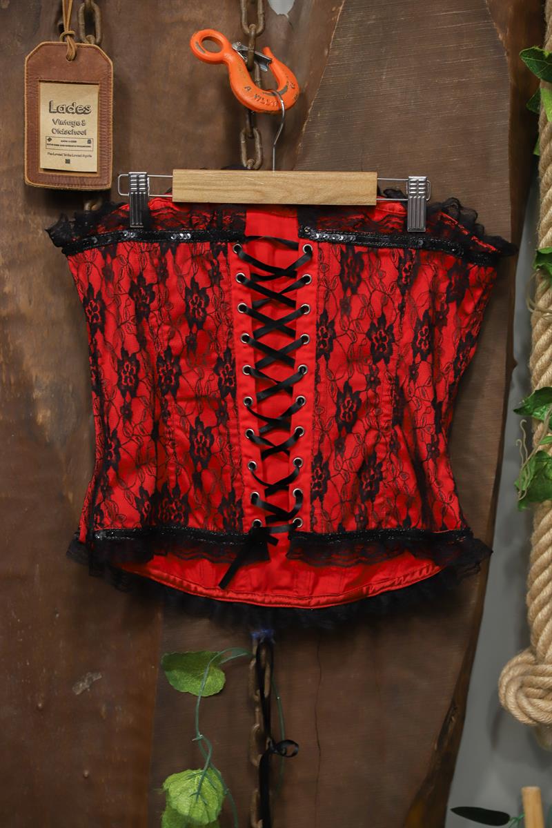 Y2K Red&Black Bağcıklı Korset