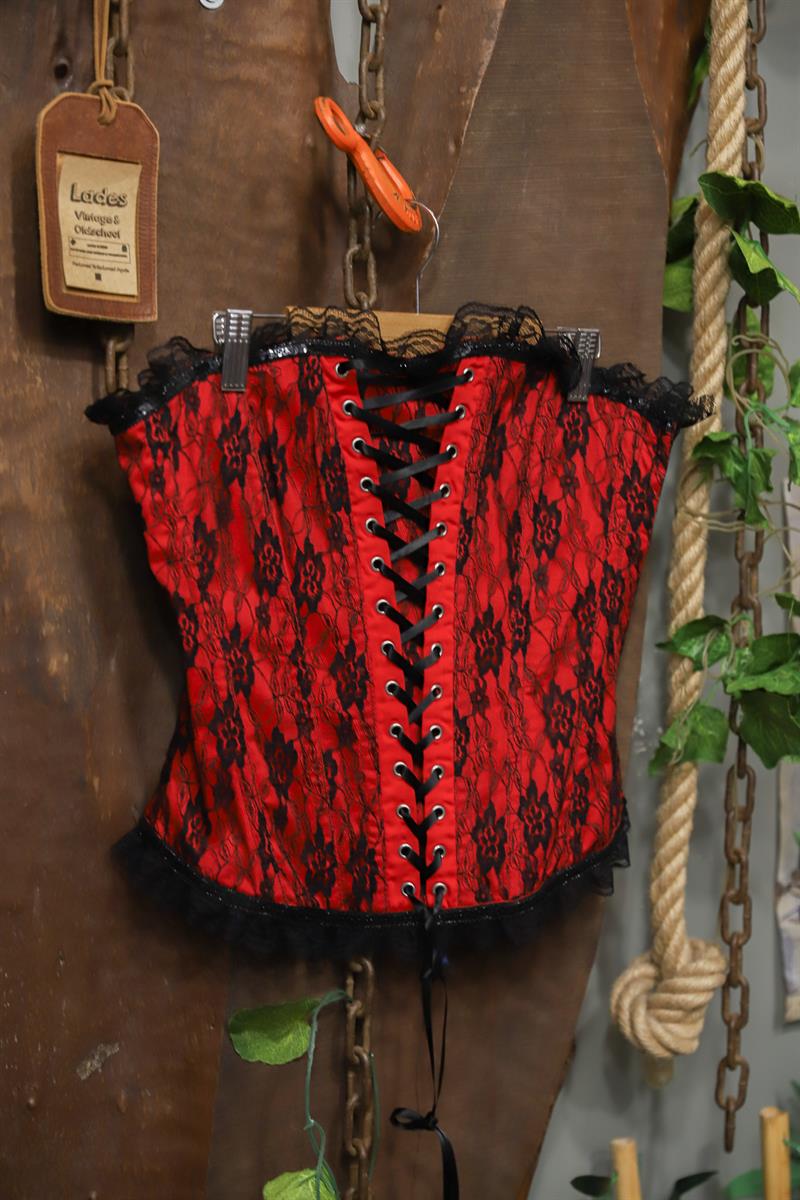 Y2K Red&Black Bağcıklı Korset