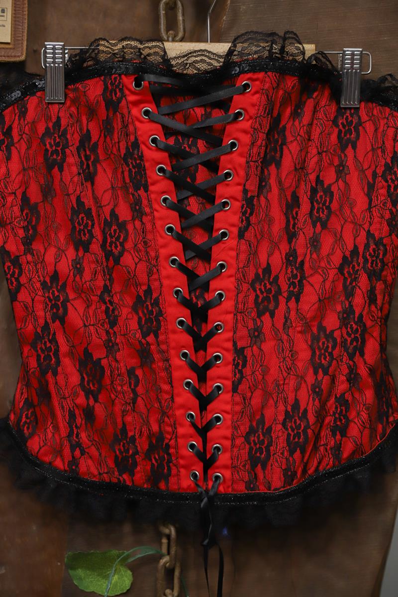Y2K Red&Black Bağcıklı Korset