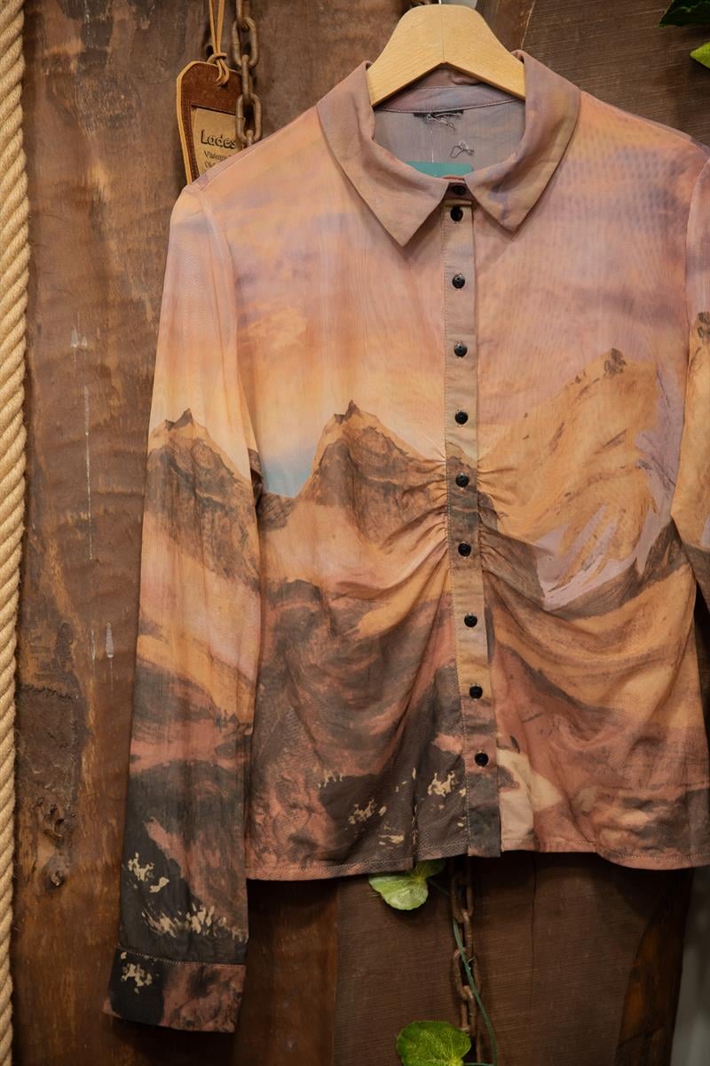 Y2K Sheer Sunset Transparan Bluz