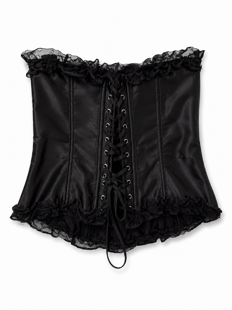 Y2K Siyah Saten Fiyonk Korse