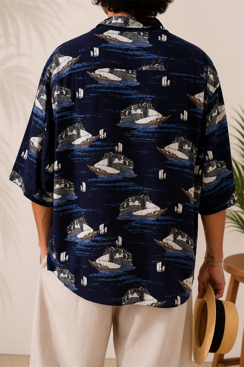 Y2K Uniqlo Geleneksel Japon Yelken Gömlek
