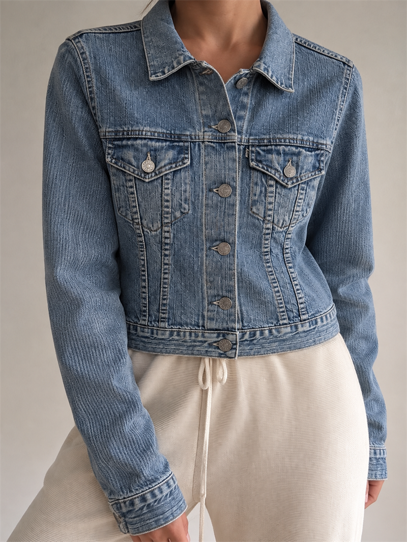 Y2K Yıkamalı Blue Denim Ceket