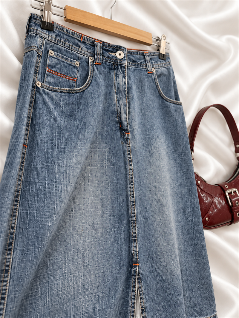 Y2K Yırtmaçlı Denim Etek