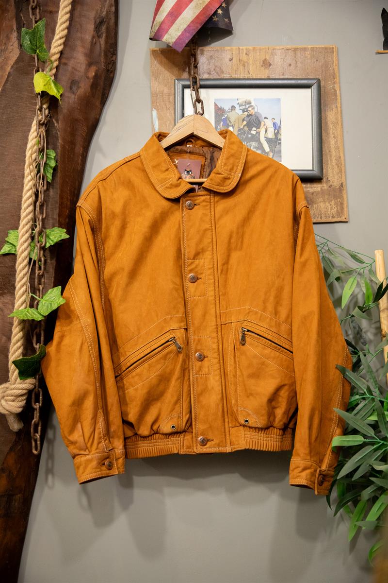 YORN&FURS Bomber Camel Deri Ceket