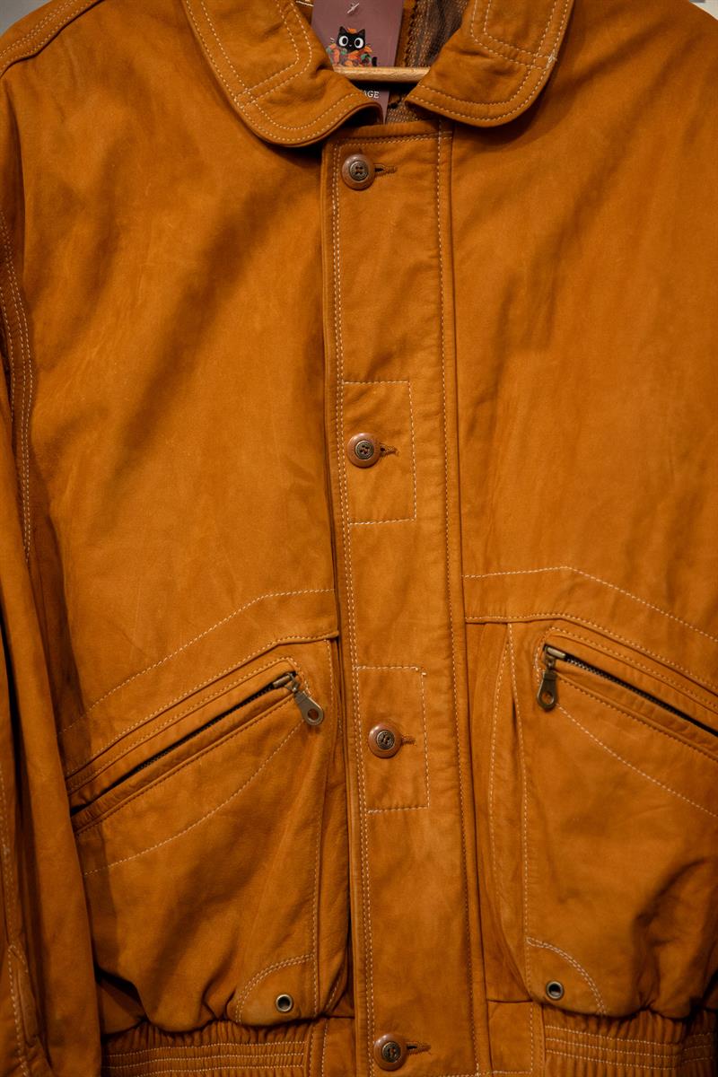 YORN&FURS Bomber Camel Deri Ceket