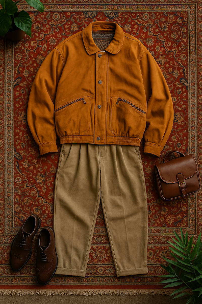YORN&FURS Bomber Camel Deri Ceket