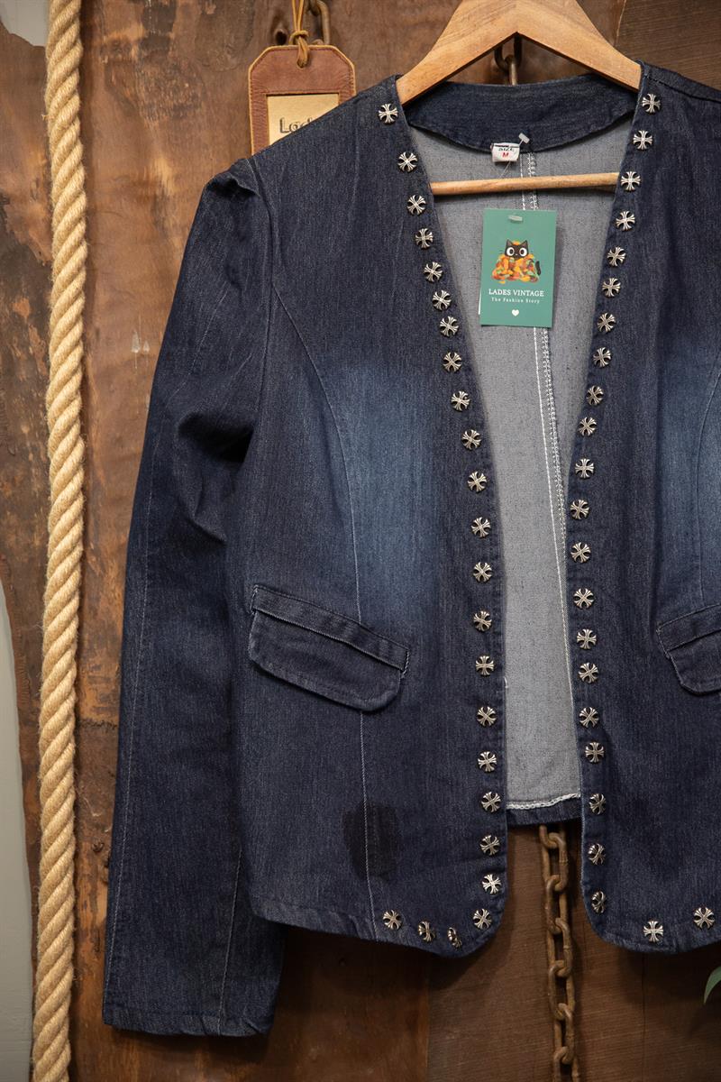 Zımba Detay Denim Ceket