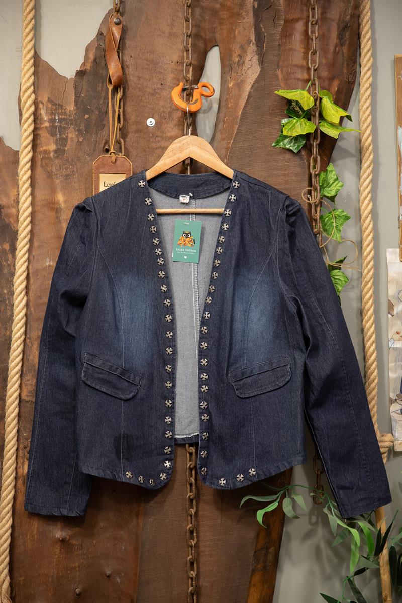 Zımba Detay Denim Ceket