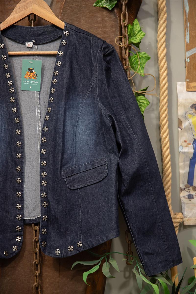 Zımba Detay Denim Ceket