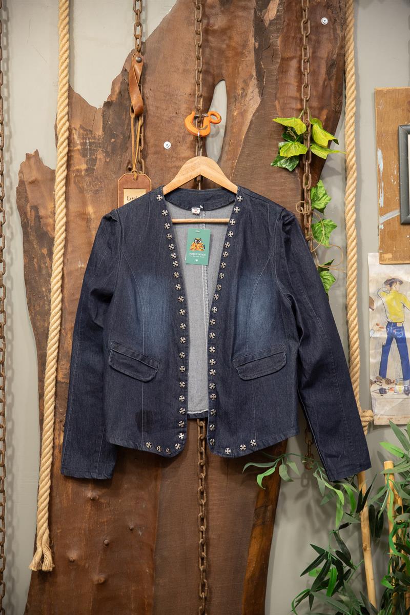 Zımba Detay Denim Ceket