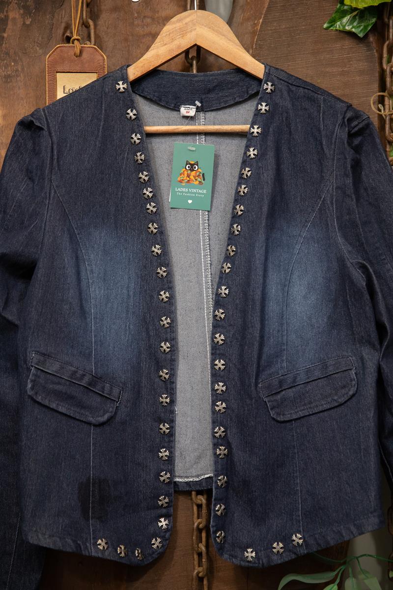 Zımba Detay Denim Ceket