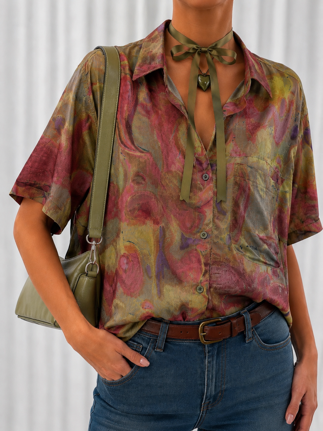 1990s Batik Desenli Oversize Gömlek