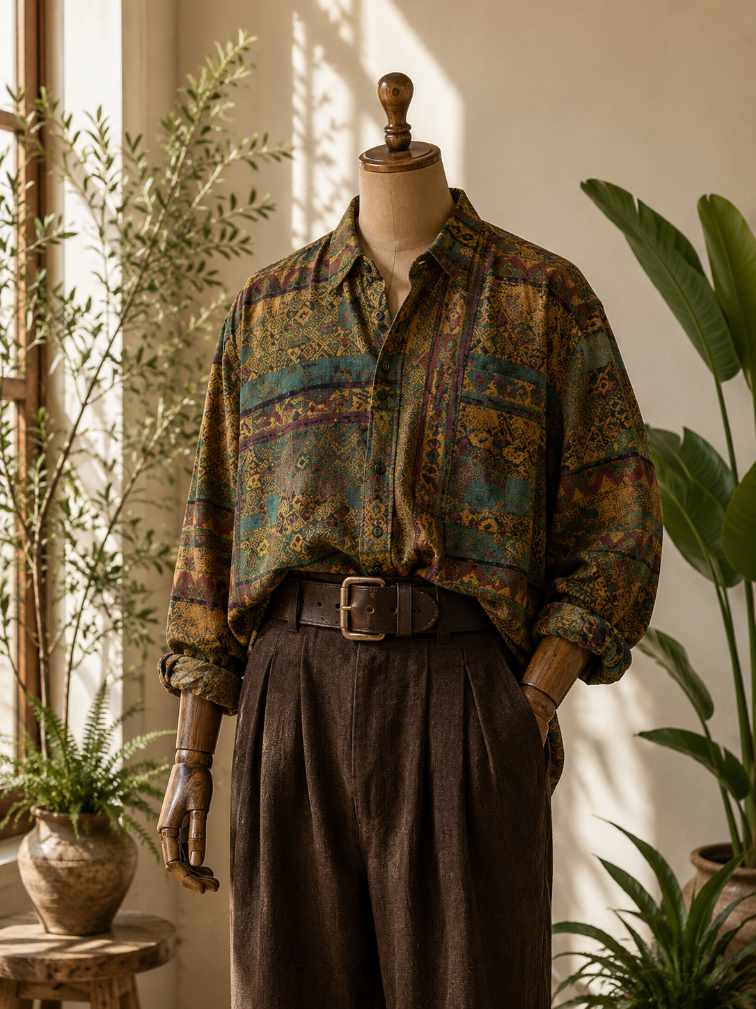 1990s Bohemian Etnik Gömlek