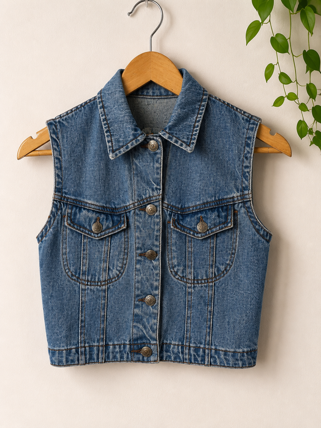 1990s Crop Classic Kot Yelek