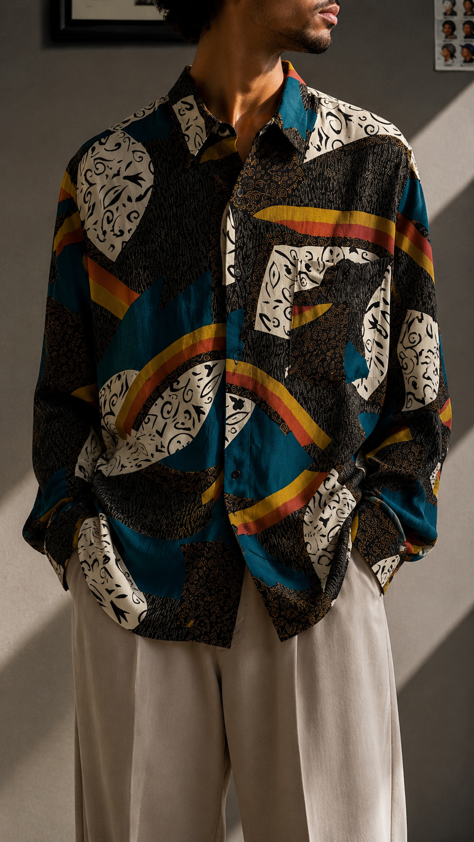 1990s Swirl Print Gömlek