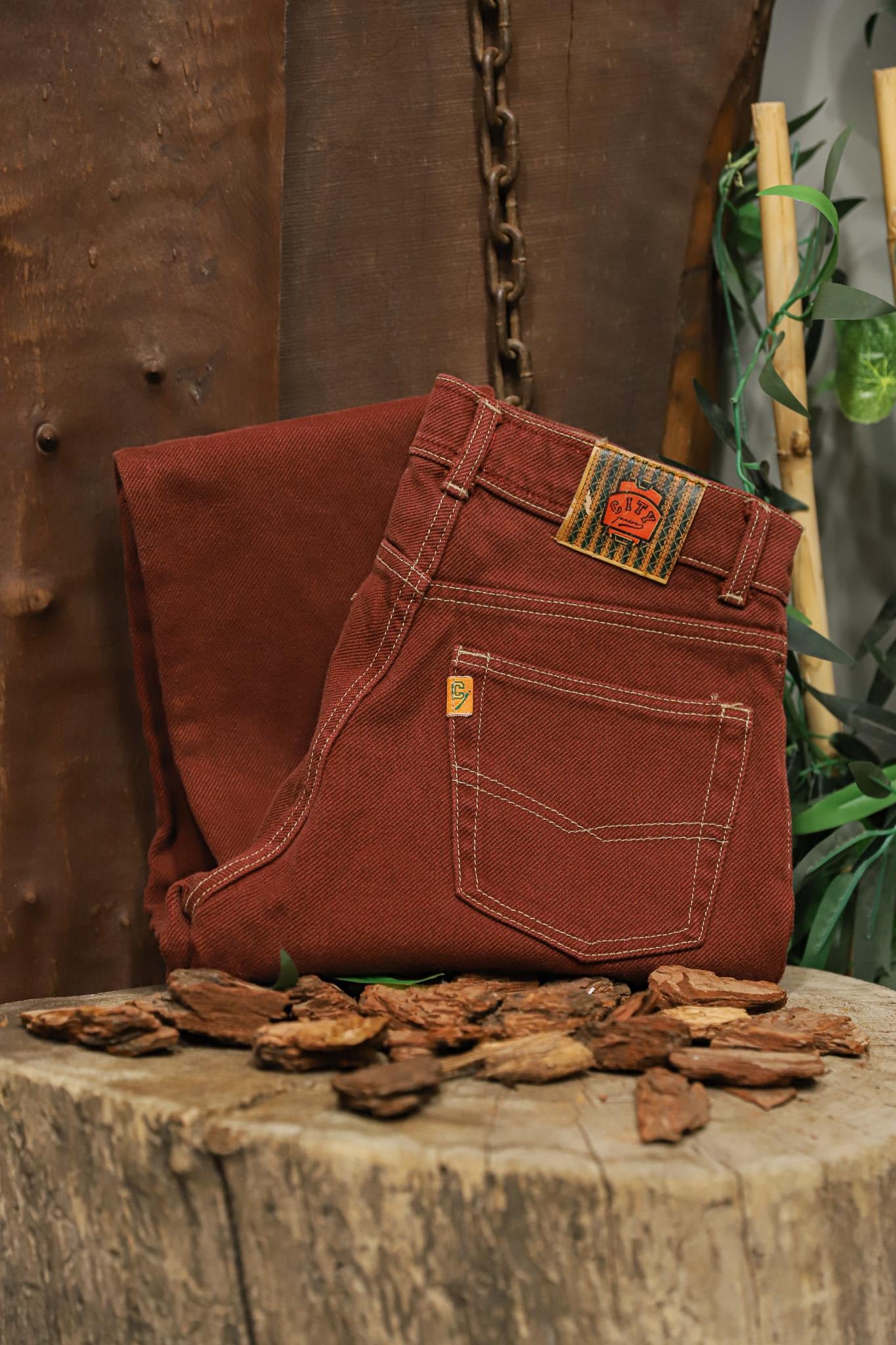 1990s Terracotta Kiremit Renk Jean Pantolon
