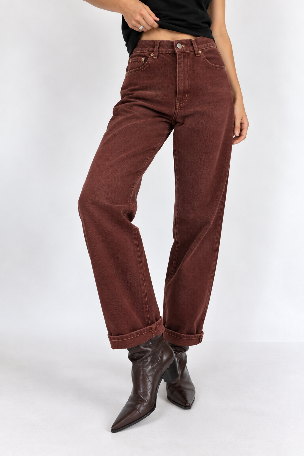 1990s Terracotta Kiremit Renk Jean Pantolon