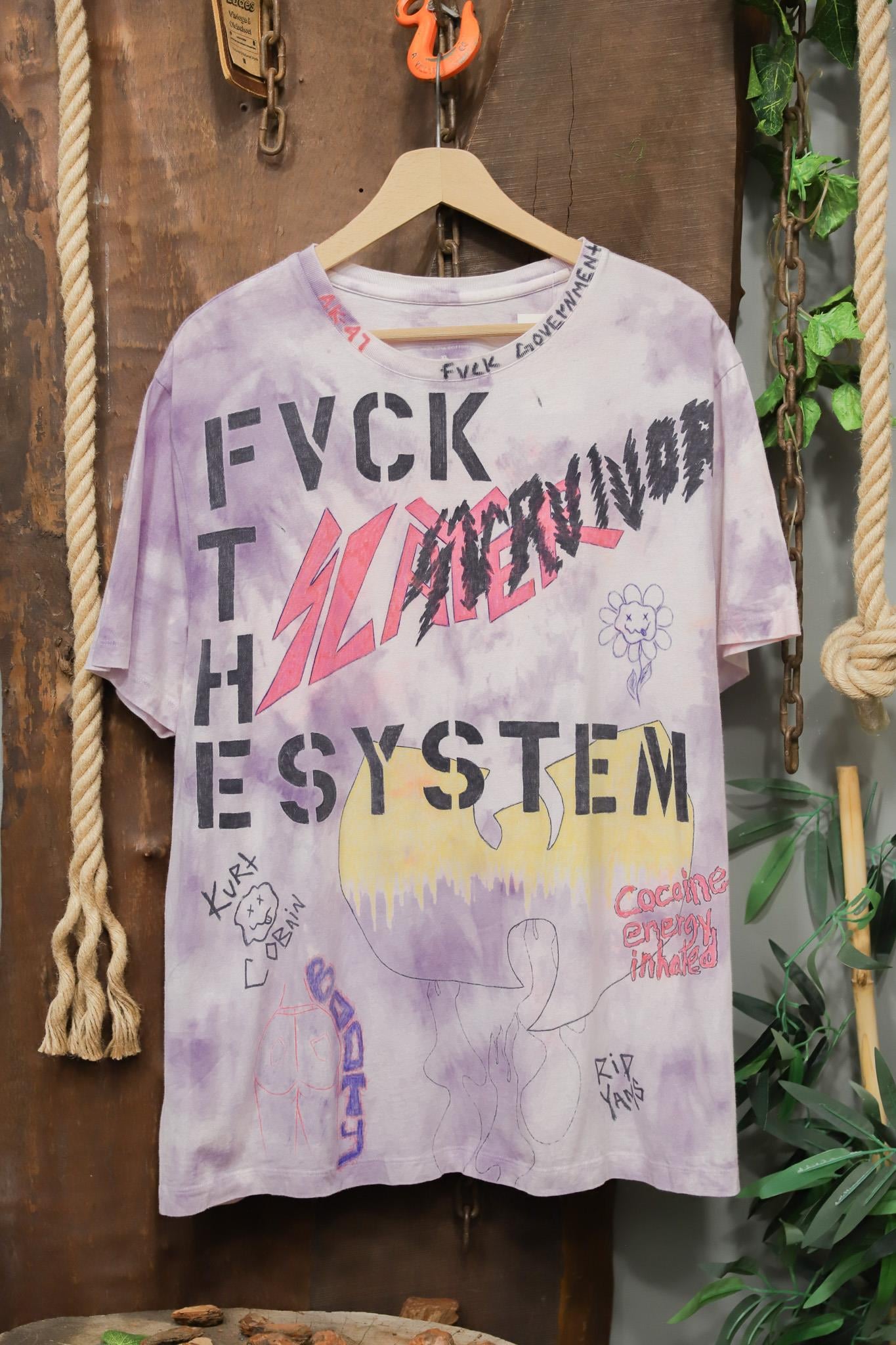 2000's Punk Doodle Baskılı Tişört