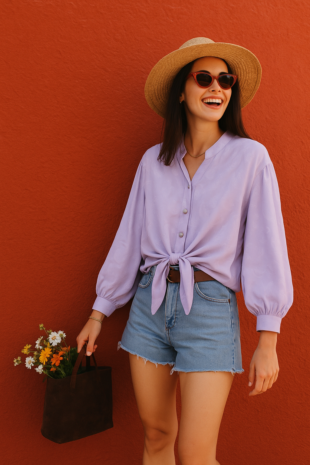 70s Paris Purple Kadın Gömlek