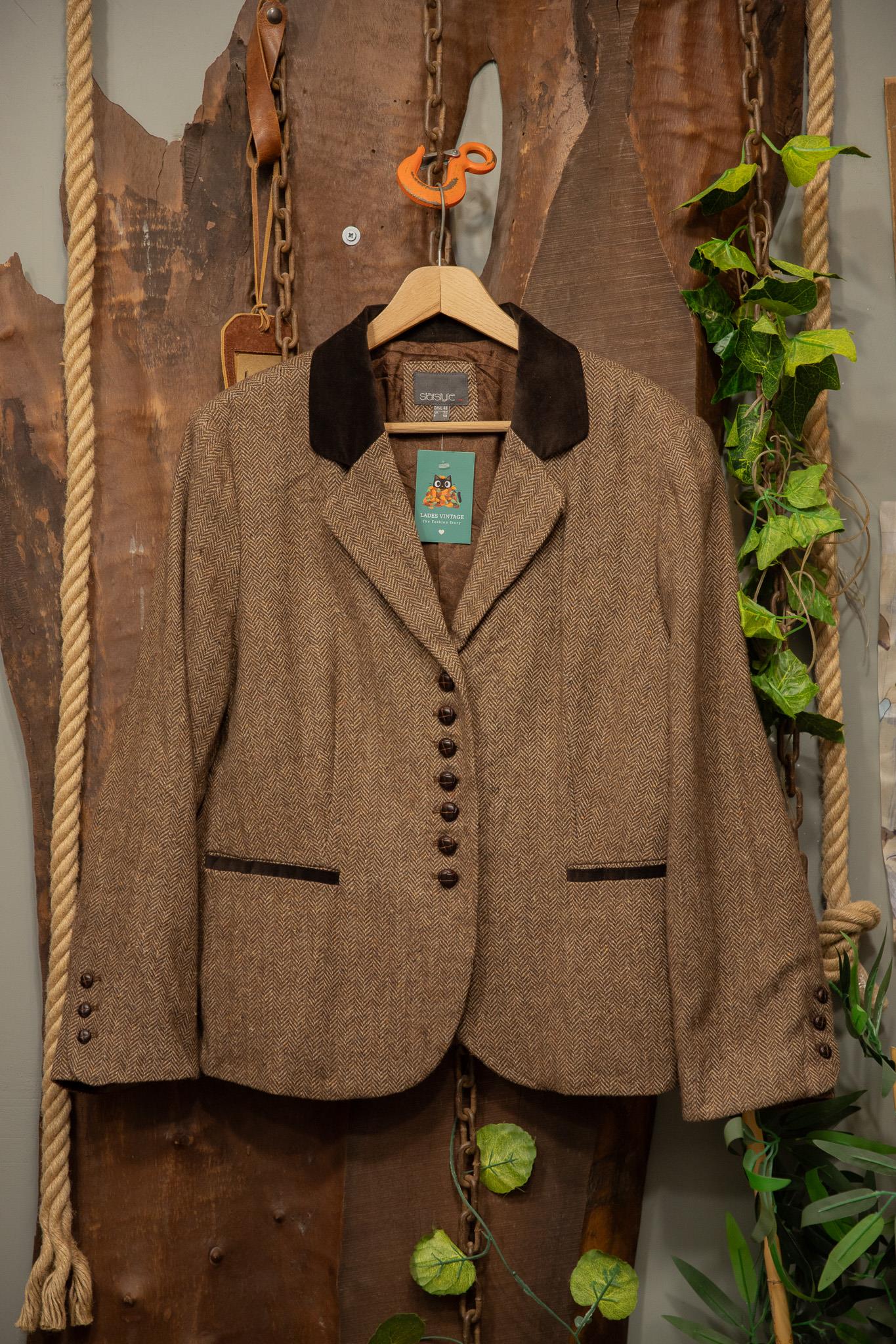 80's Brown Tweed Blazer Wool Ceket
