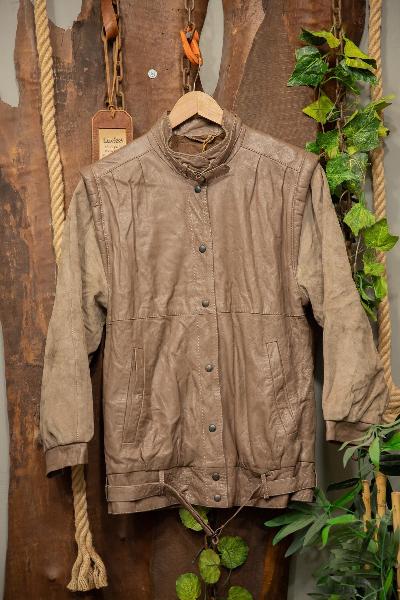 80s Grey Classic Deri Ceket