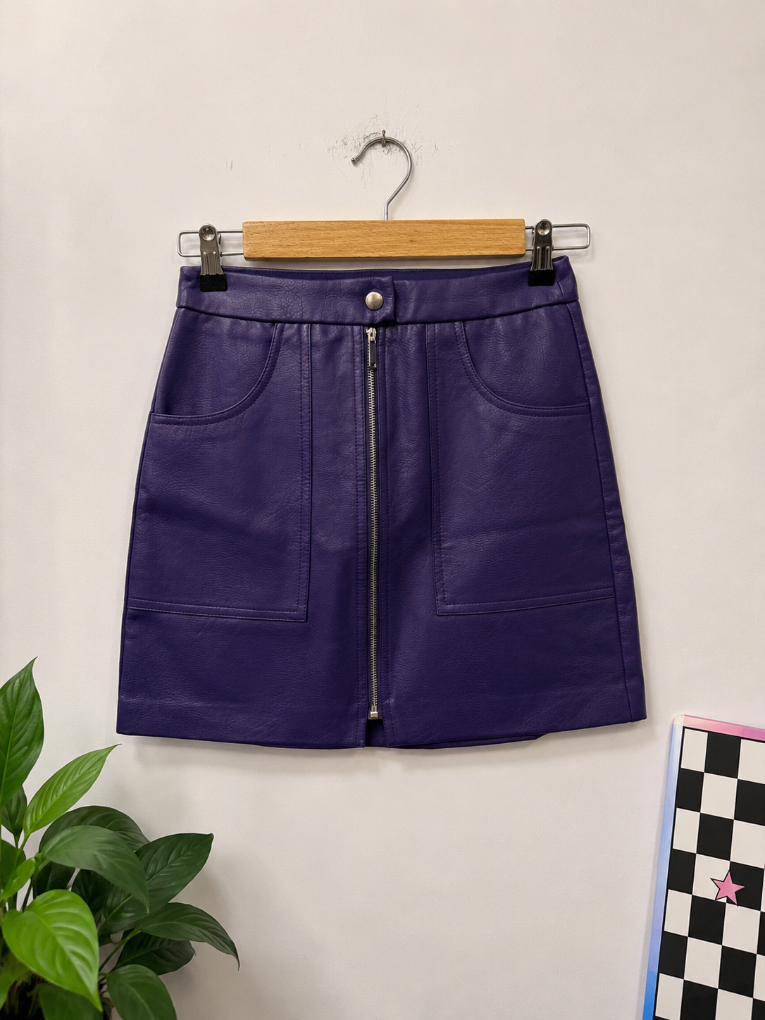 80s Purple Vegan Deri Etek