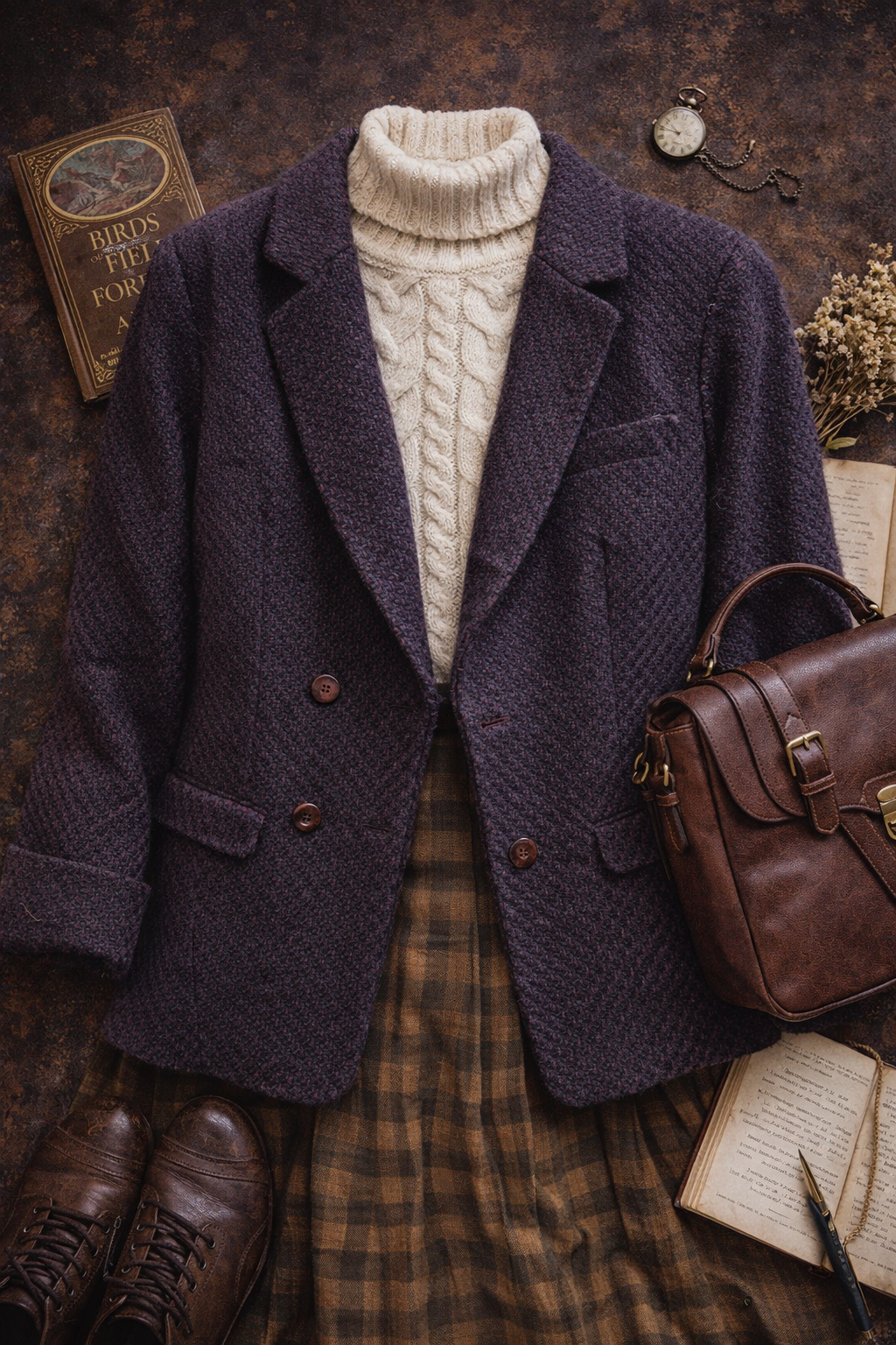 80's Purple Wool Kaşe Ceket