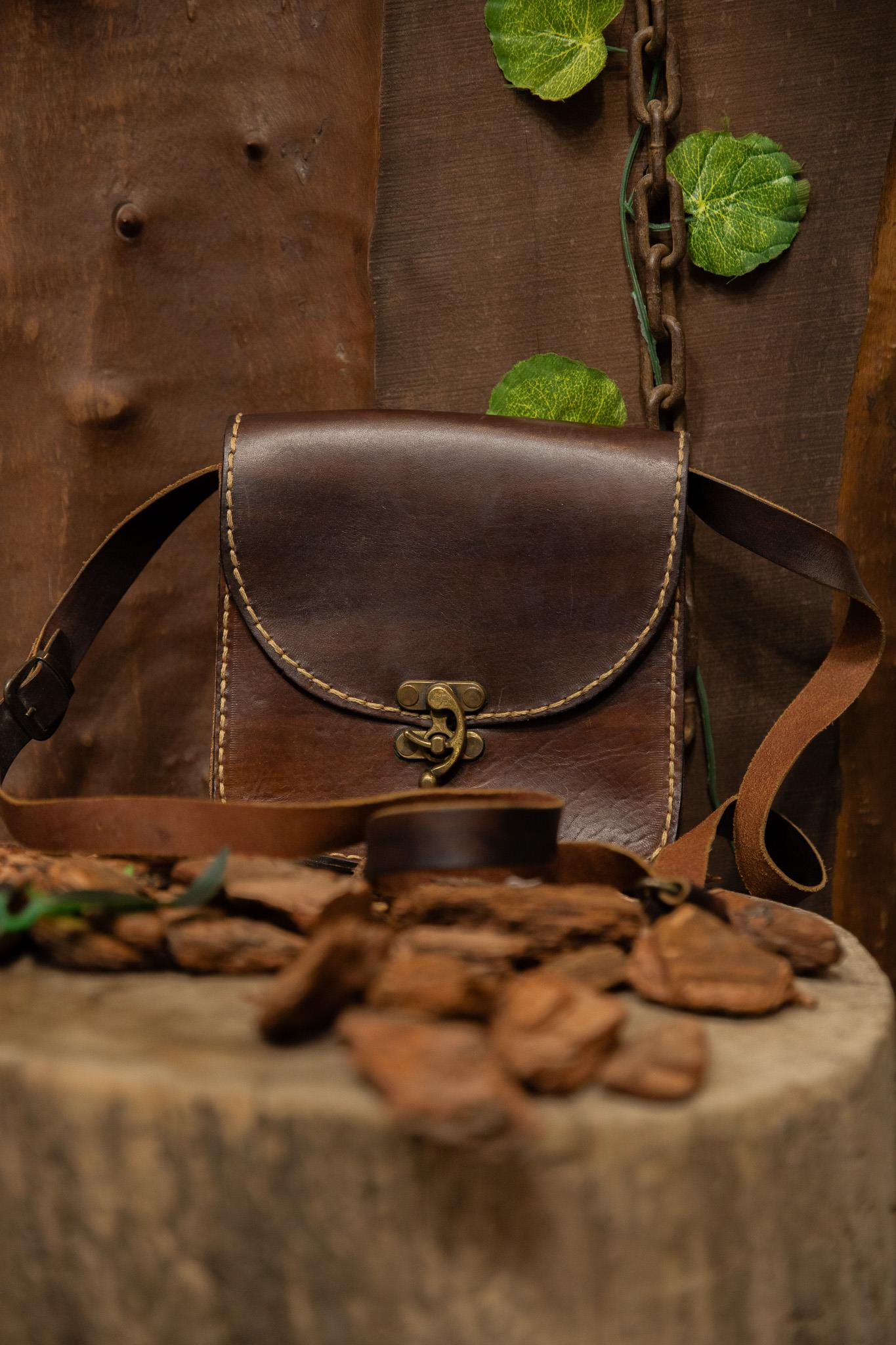 80's Western Dark Brown Deri Çanta