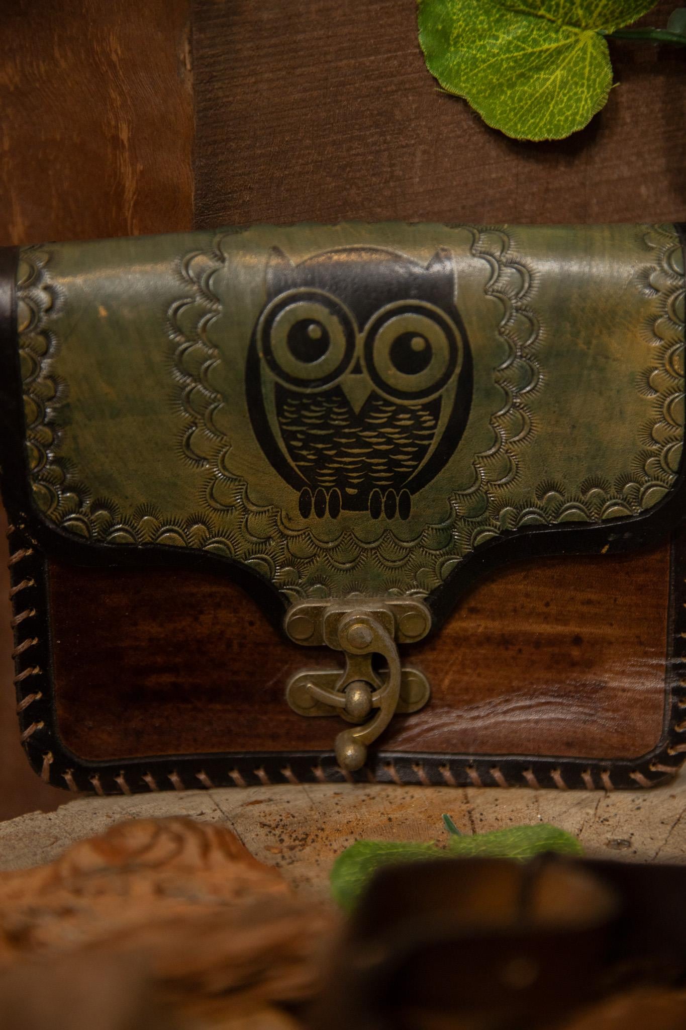 80's Western Owl Deri Çanta