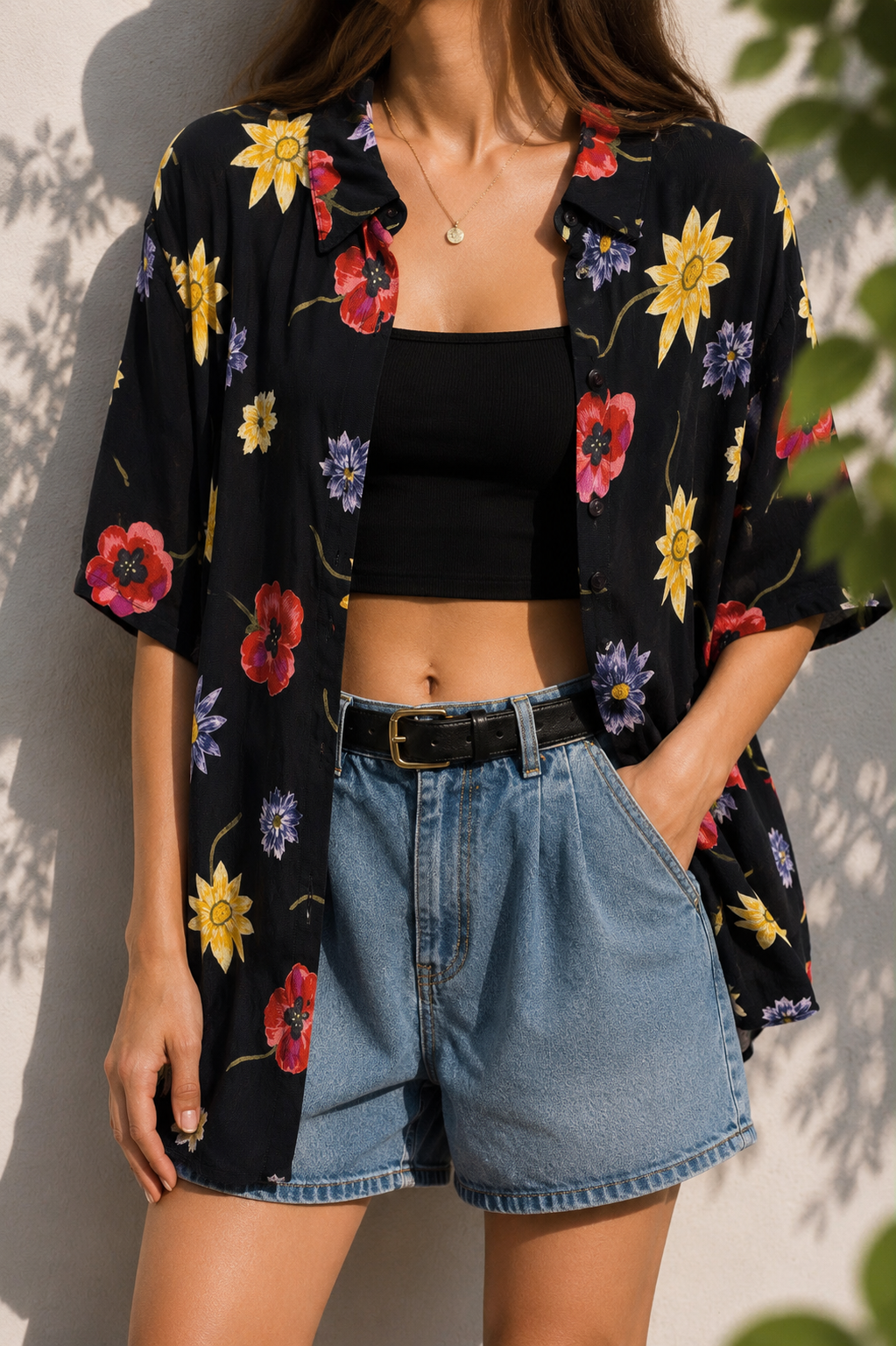 80s/90s %100 Viskon Floral Gömlek