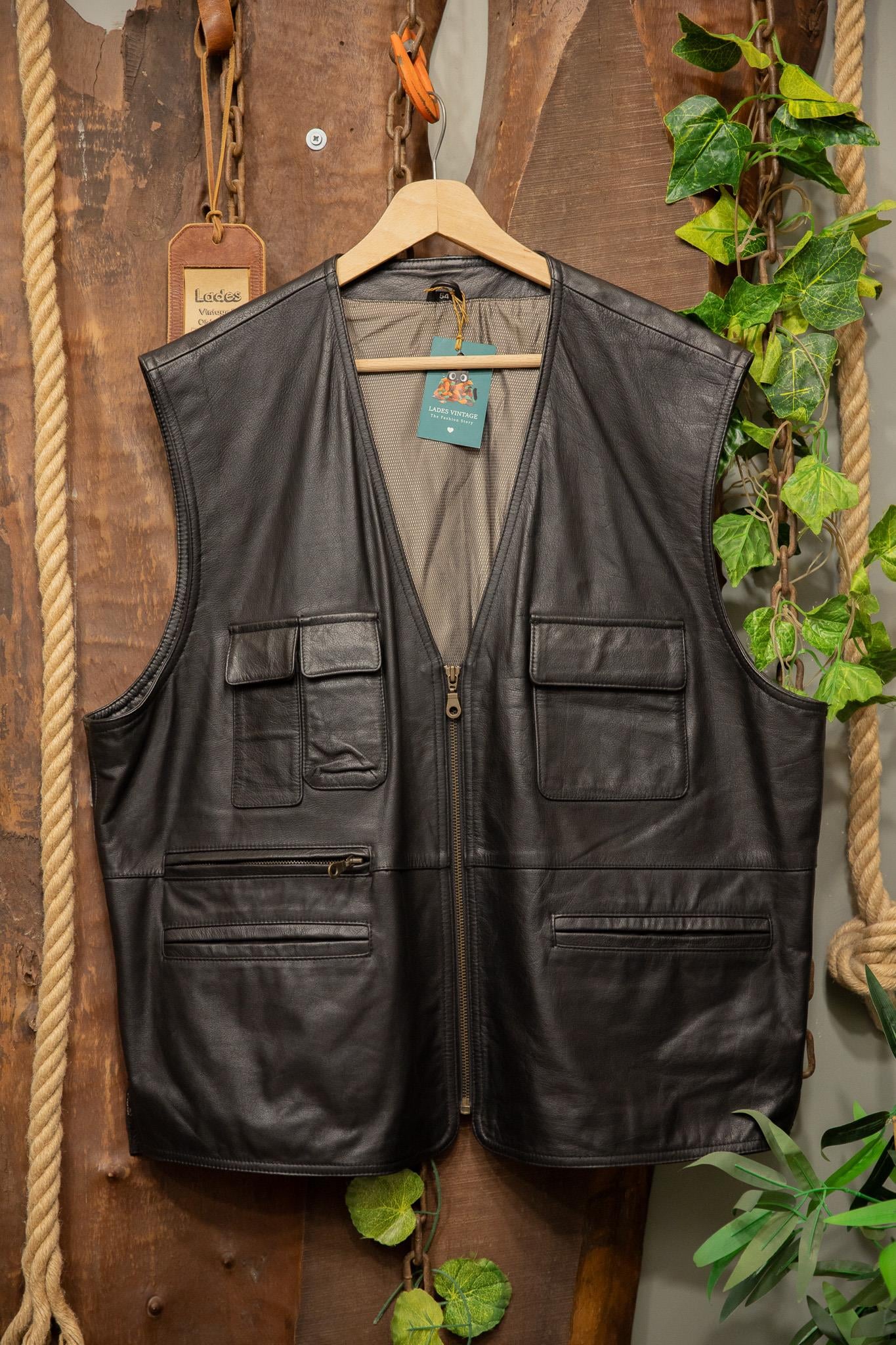 80s/90s Biker Vest Deri Yelek