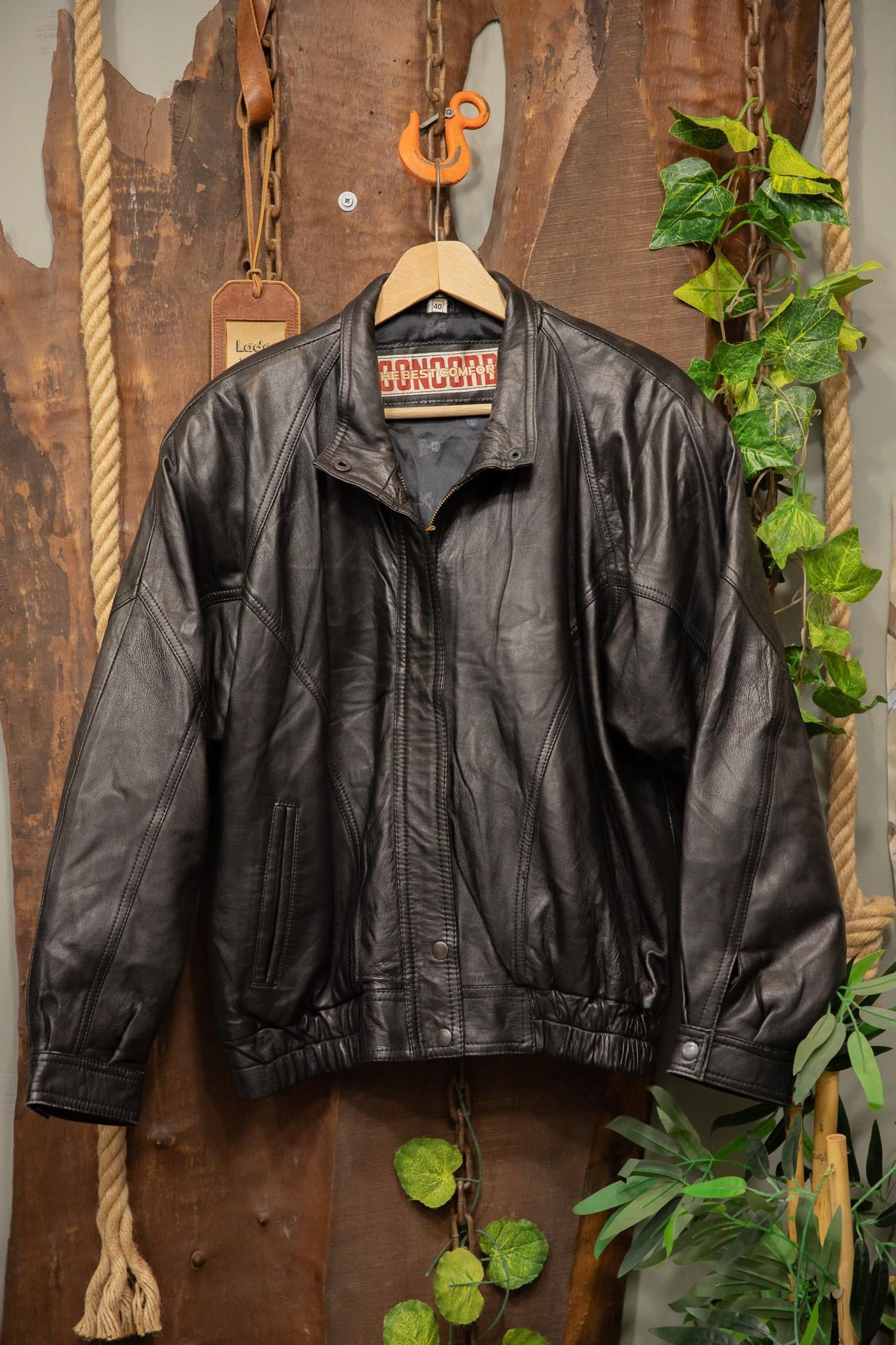 80s/90s Bomber Black Deri Ceket