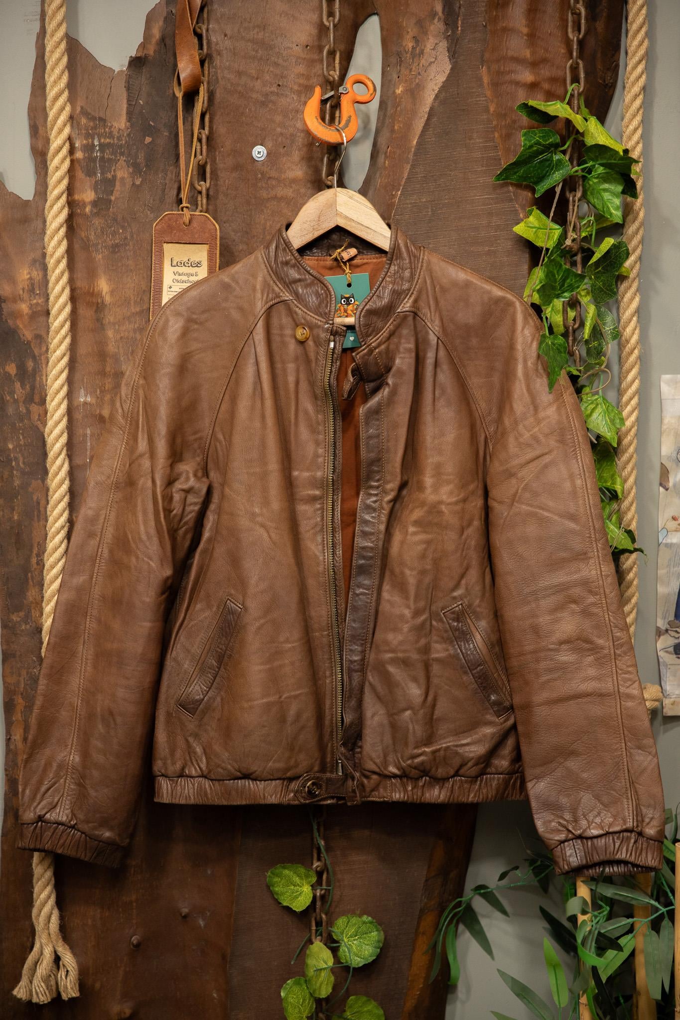 80s/90s Brown Biker Deri Ceket