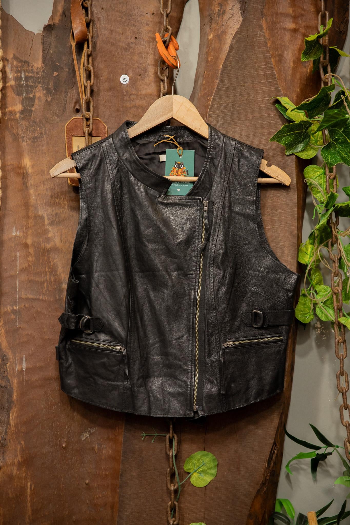 80's/90's Cropped Biker Deri Yelek