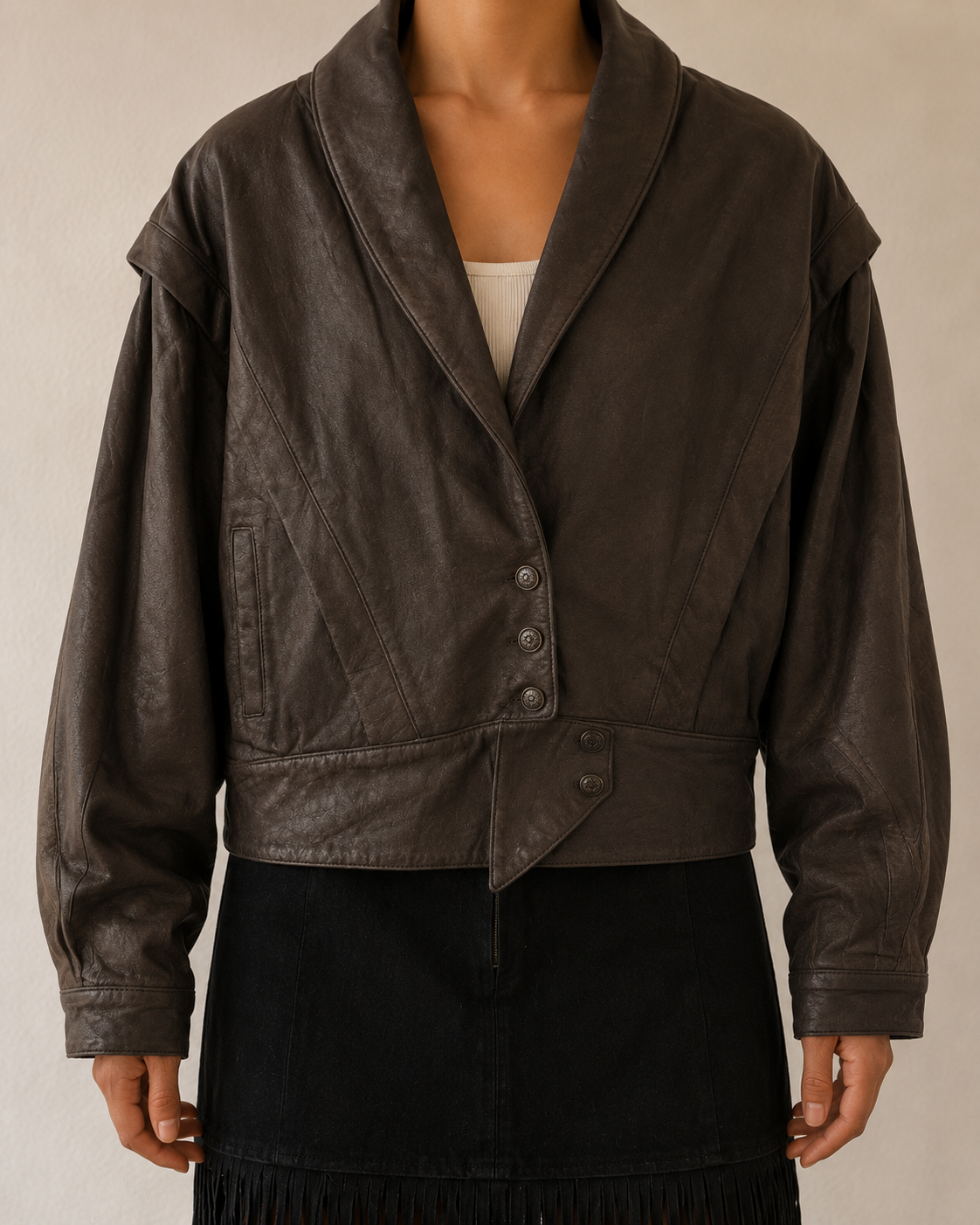 80s/90s Cropped Oversize Deri Ceket