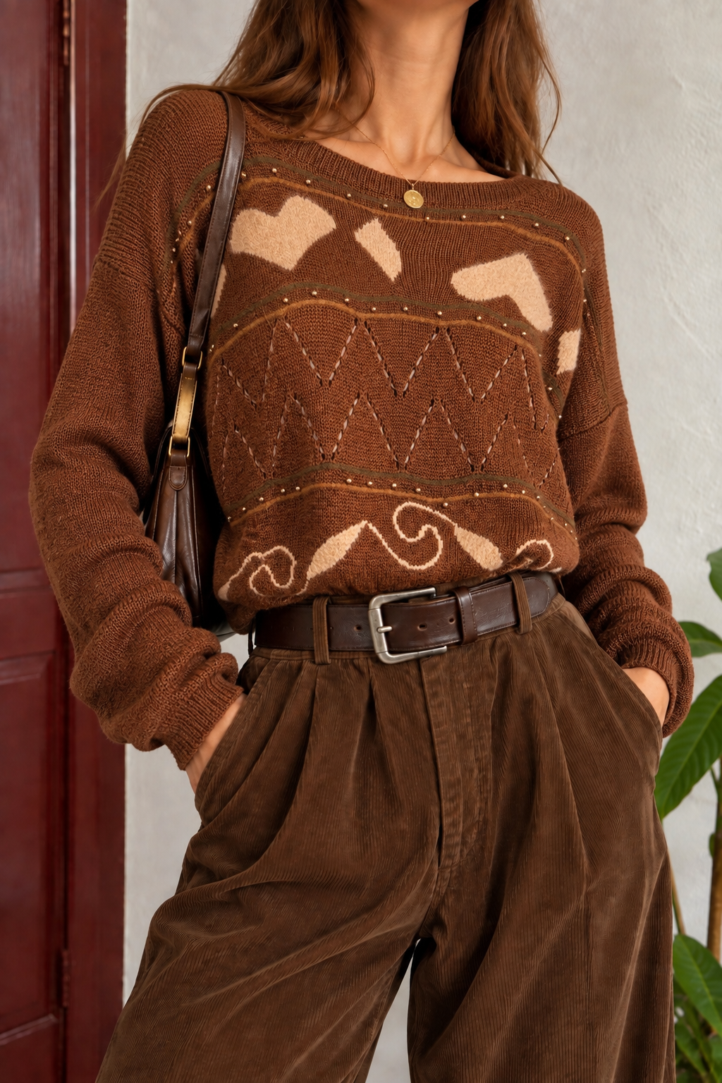 80s/90s İnci Boncuklu Soft Kazak