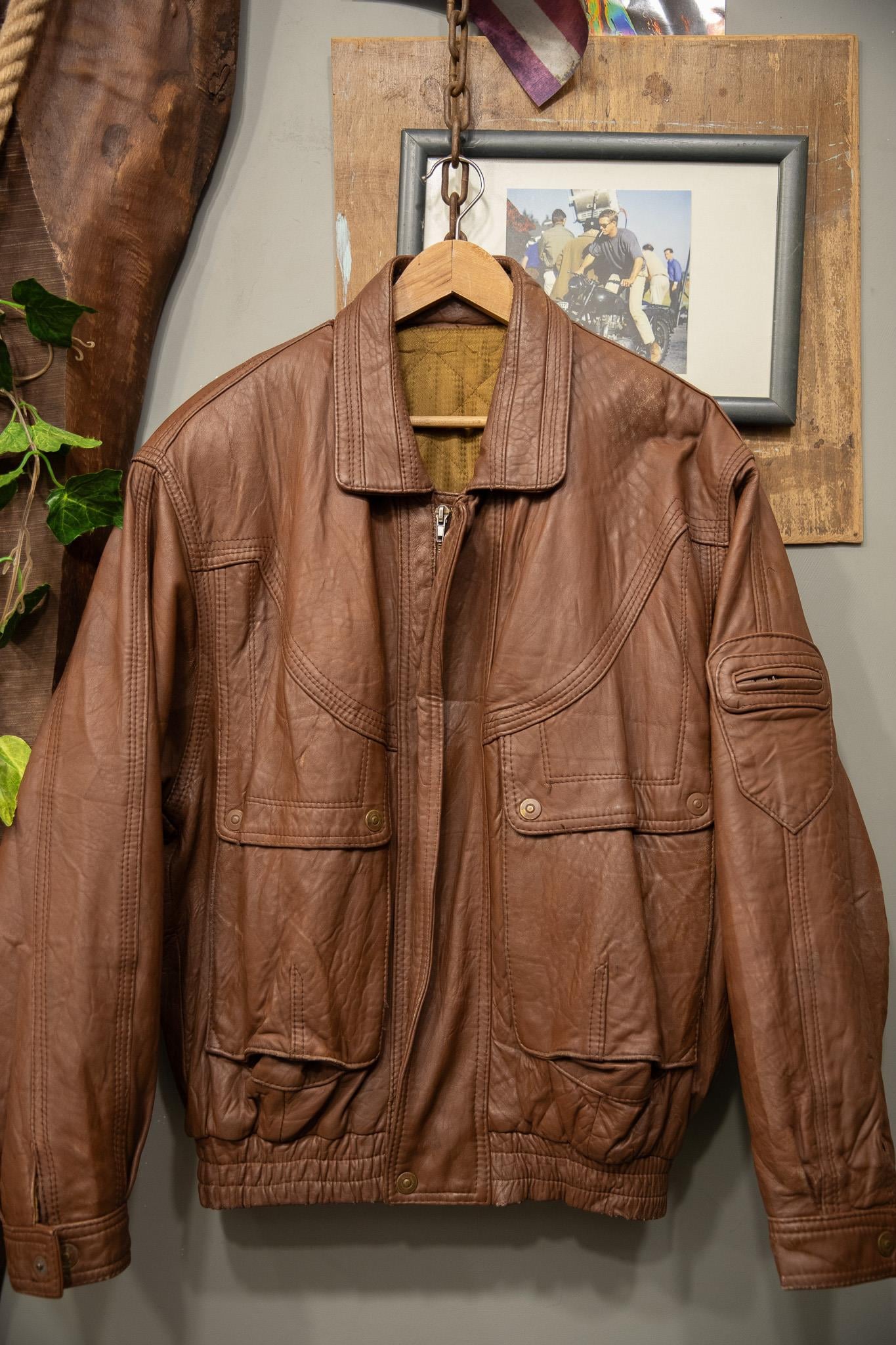 90s Bomber Kahverengi Deri Ceket