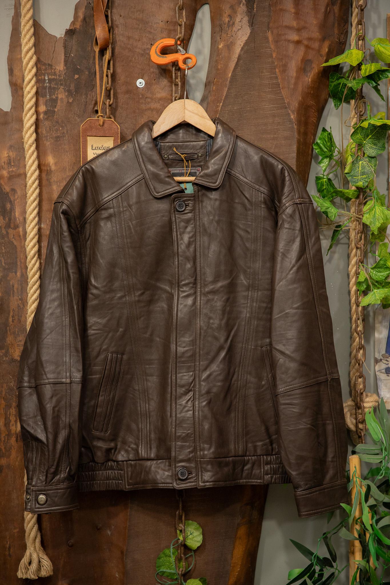 90's Brown Oversize Bomber Deri Ceket
