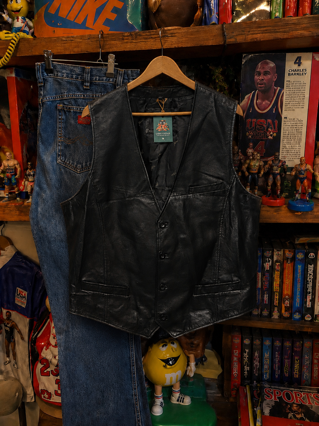 90s Classic Biker Deri Yelek