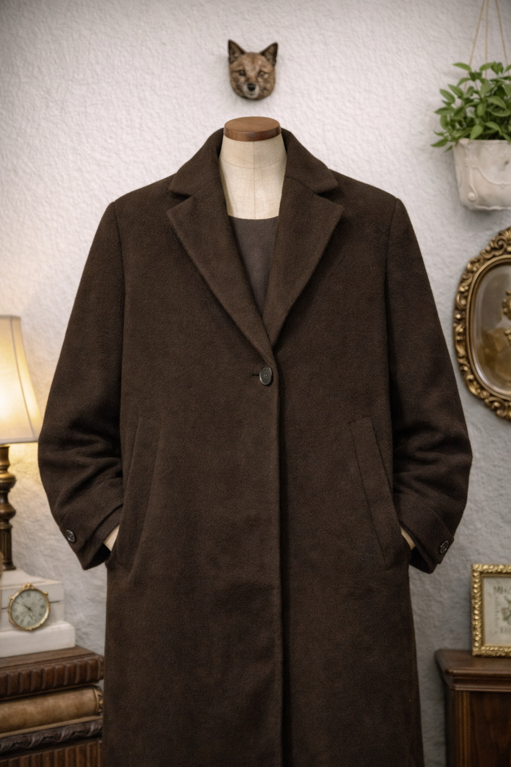 90's Dark Brown Classic Kaşe Kaban