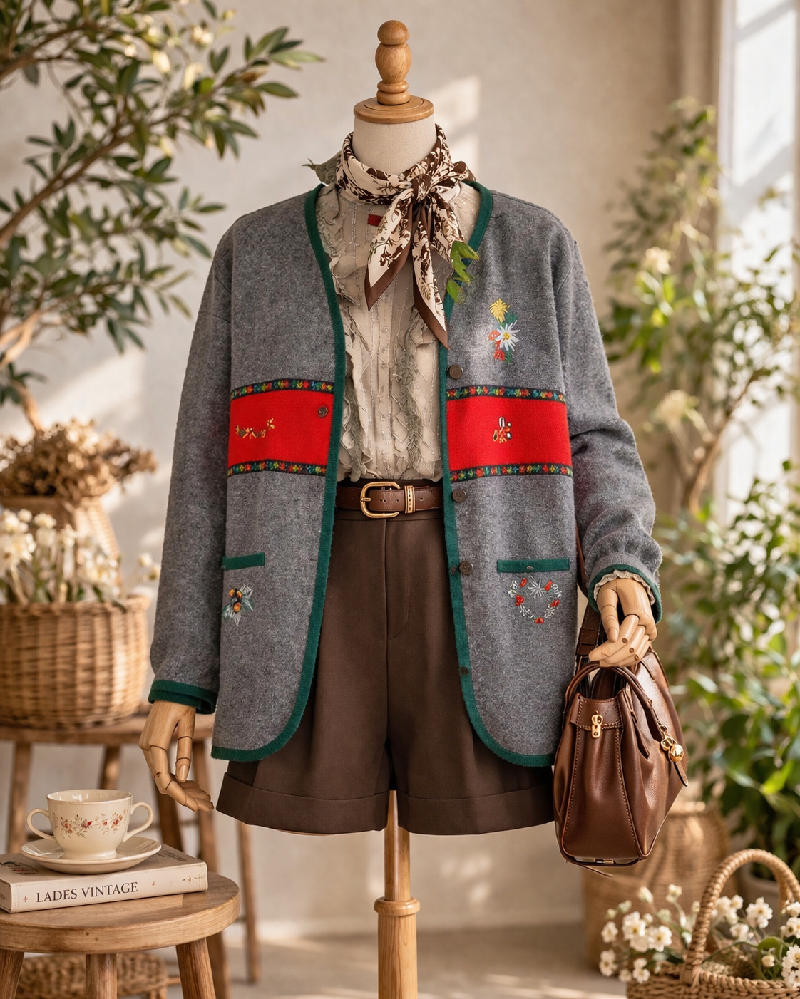 90's Floral Fleece Vest Ceket&Hırka