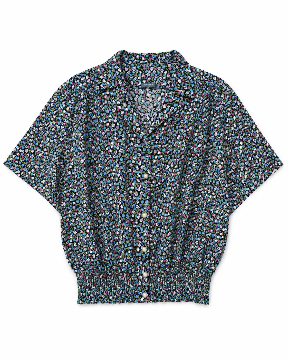 90s Küba Yaka Floral Gömlek