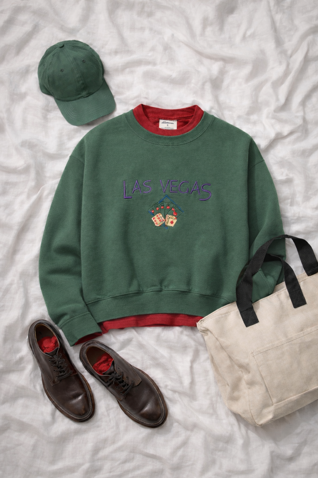 90's Las Vegas Poker Cropped Sweatshirt