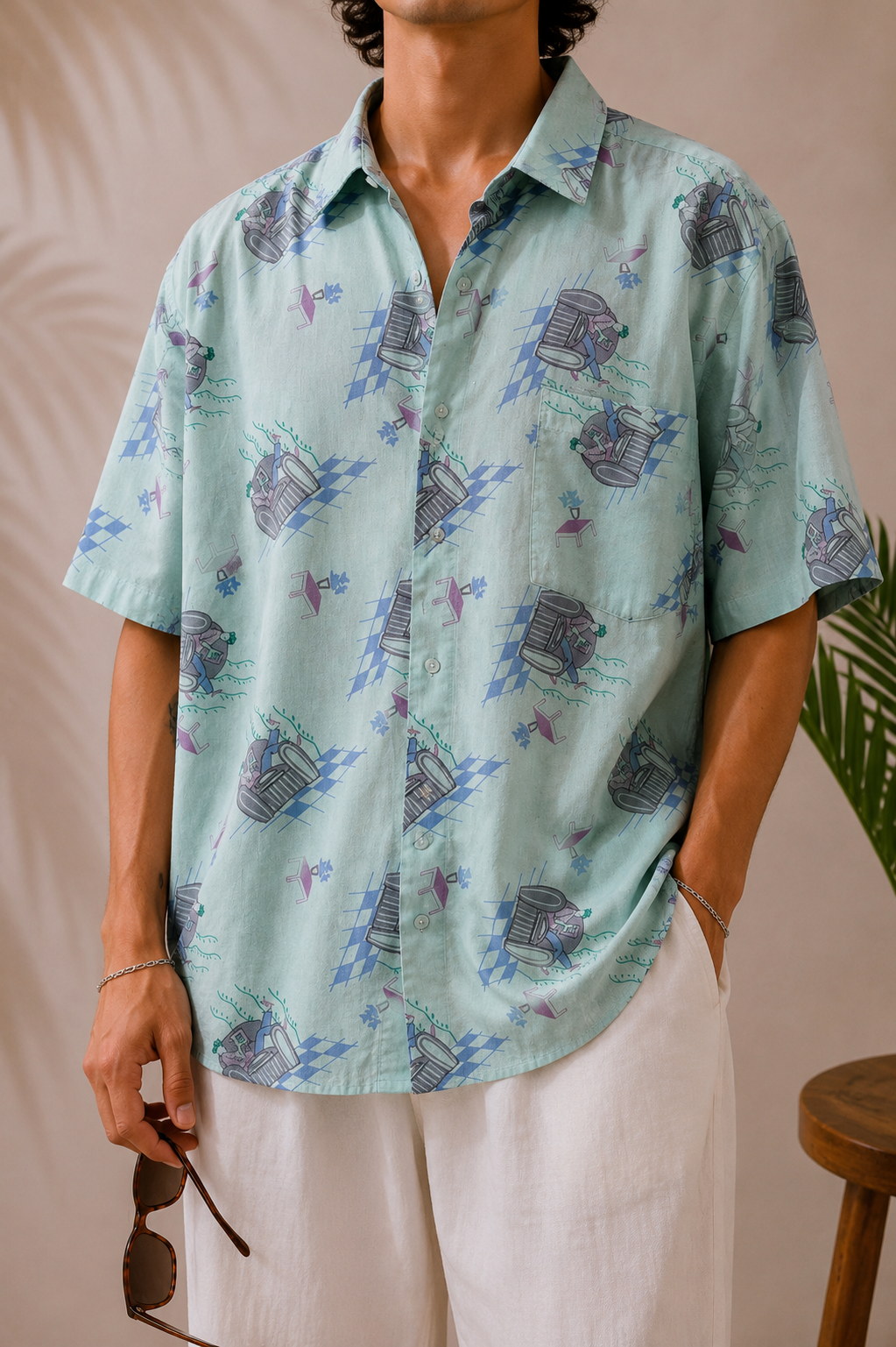 90s Memphis Style Oversize Gömlek